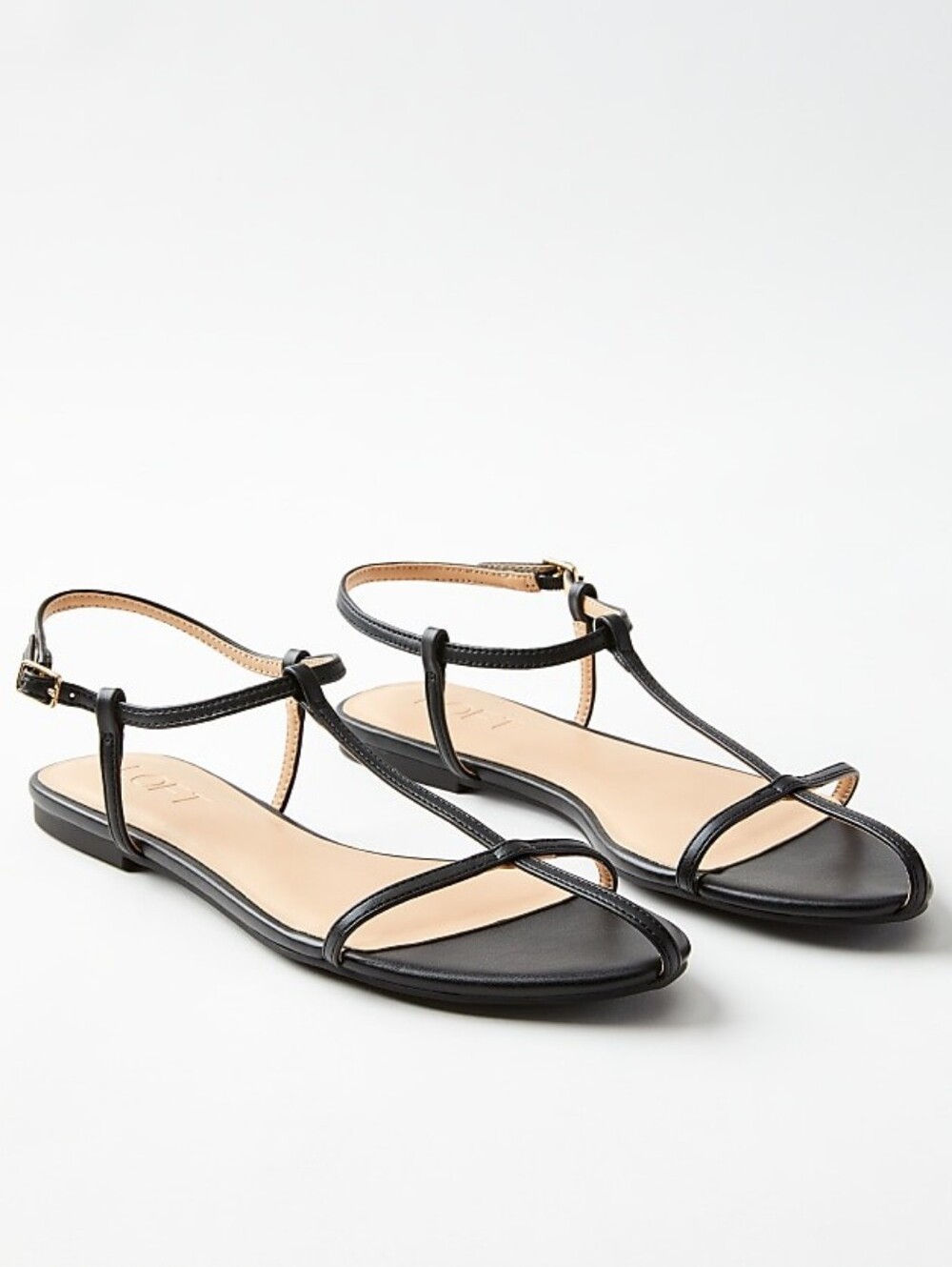 LOFT Black Skinny T-Strap Sandals (size 7, like new)